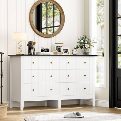 6-Drawer Modern Dresser, Chest of Drawers with Round Handle, Bedroom Storage Cabinet