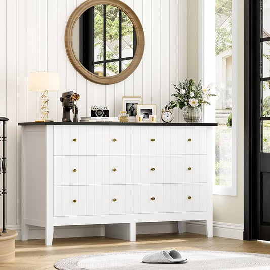 6-Drawer Modern Dresser, Chest of Drawers with Round Handle, Bedroom Storage Cabinet