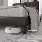 Double size Full Button-Tufted Faux Leather Platform Bed with Wingback Headboard , Brown Multi Market World Inc.