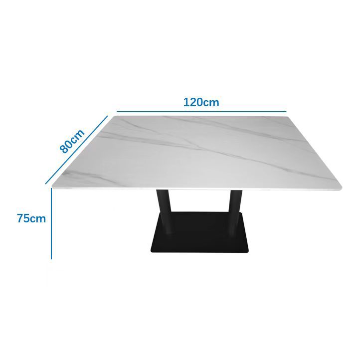 Rectangular Sintered Stone Dining Table with Faux Marble Ceramic Top, Black Pedestal Base (Seats 4-6) Multi Market World Inc.