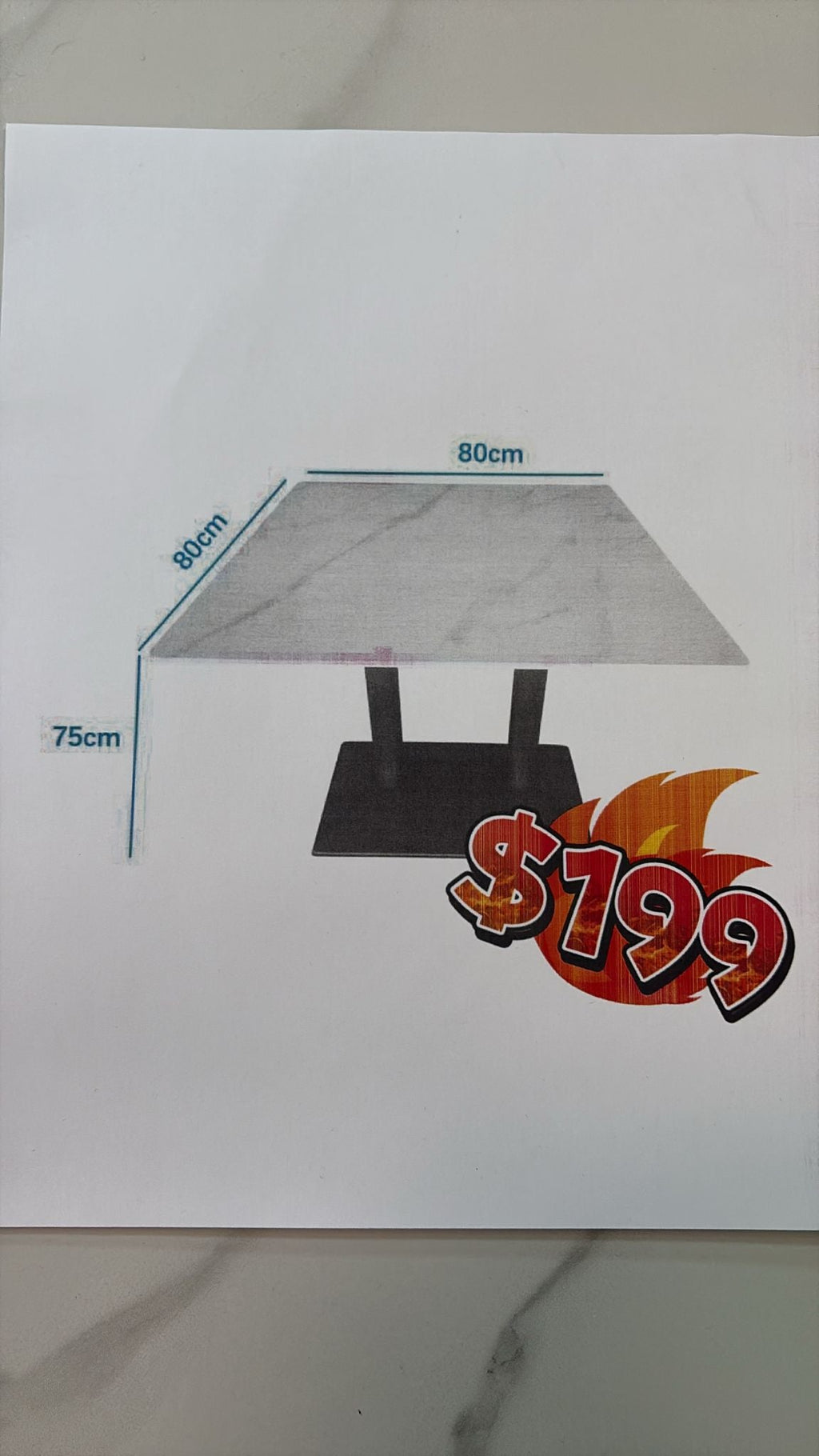 80 x 80 cm Square Sintered Stone Dining Table Multi Market World Inc.
