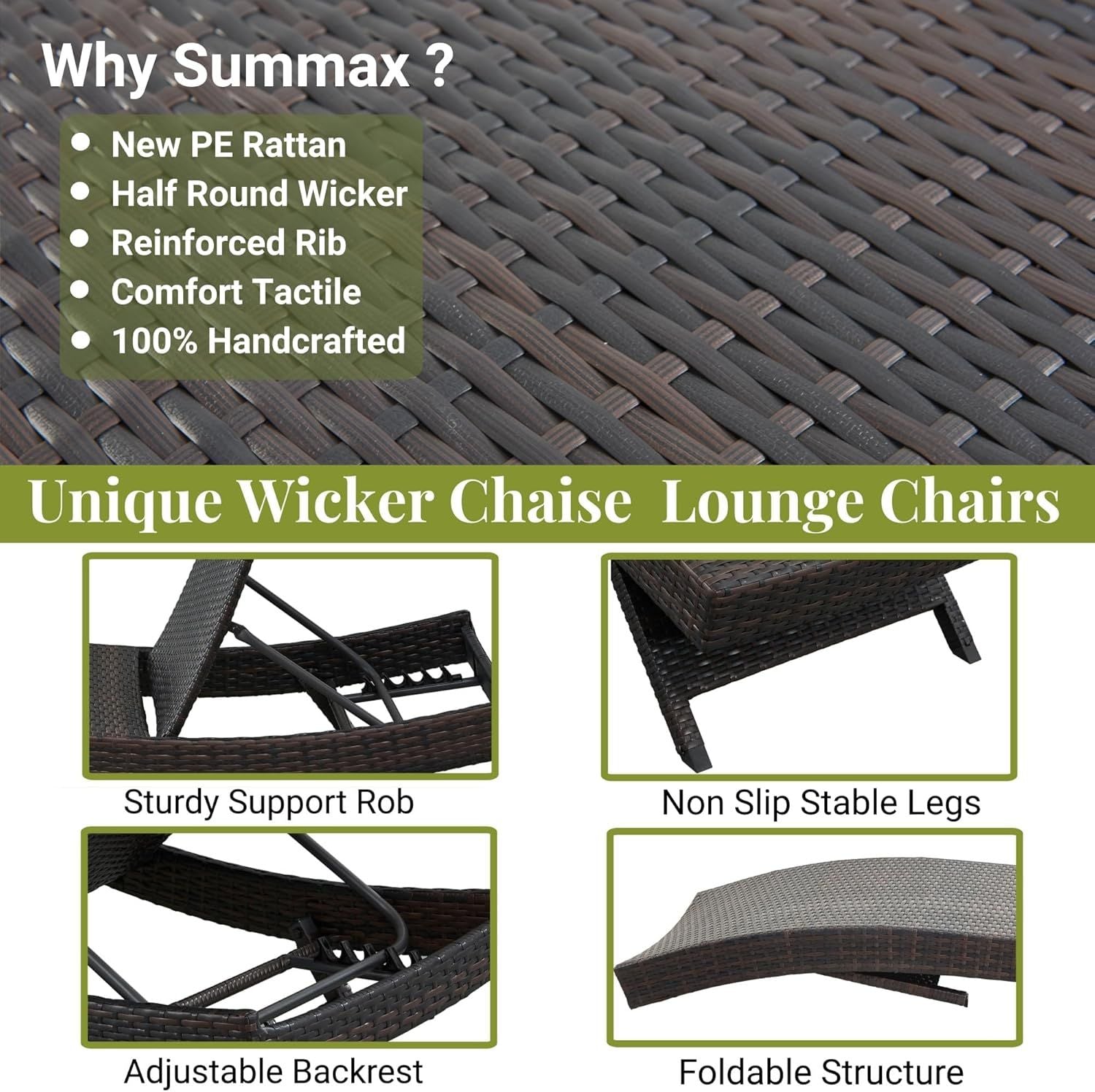 Set of 2  79" Patio Reclining Chair, Outdoor Lounge Chair,  Wicker Chaise Lounge, Brown Multi Market World Inc.