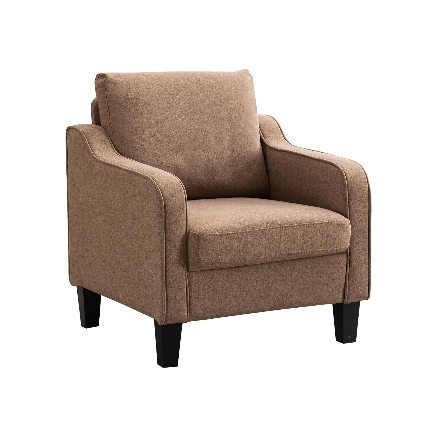 Contemporary Accent Chair for Living Room with Curved Arms - Comfortable Reading Armchair with Solid Wood Legs Multi Market World Inc.