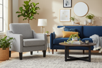 Contemporary Accent Chair for Living Room with Curved Arms - Comfortable Reading Armchair with Solid Wood Legs Multi Market World Inc.