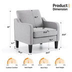 Contemporary Accent Chair for Living Room with Curved Arms - Comfortable Reading Armchair with Solid Wood Legs Multi Market World Inc.