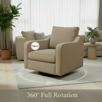 360 Degree Swivel Accent Chair with Curved Armrests - Modern Upholstered Barrel Armchair for Living Room, Bedroom, & Office Multi Market World Inc.