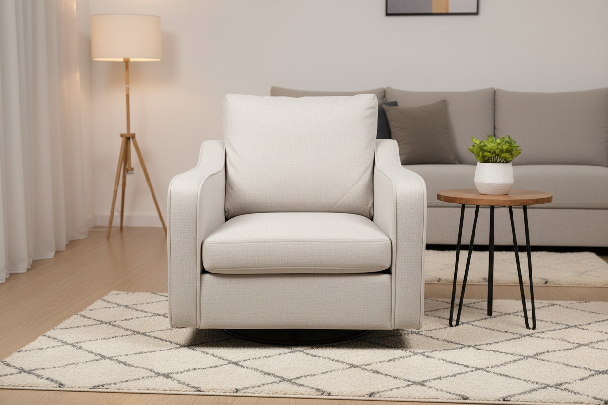 360 Degree Swivel Accent Chair with Curved Armrests - Modern Upholstered Barrel Armchair for Living Room, Bedroom, & Office Multi Market World Inc.
