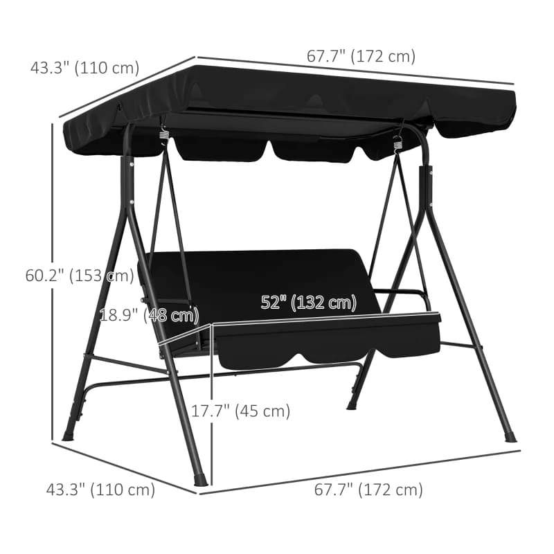 2-Seater Patio Canopy Swing,  Heavy Duty Steel Frame Multi Market World Inc.