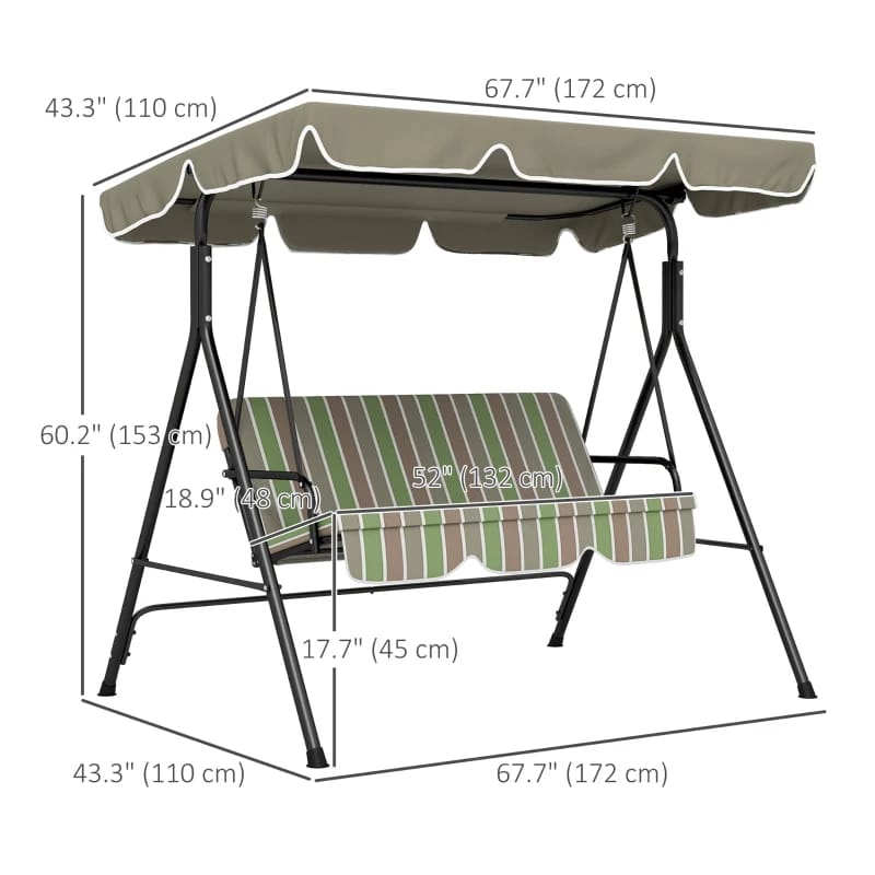 2-Seater Patio Canopy Swing,  Heavy Duty Steel Frame Multi Market World Inc.