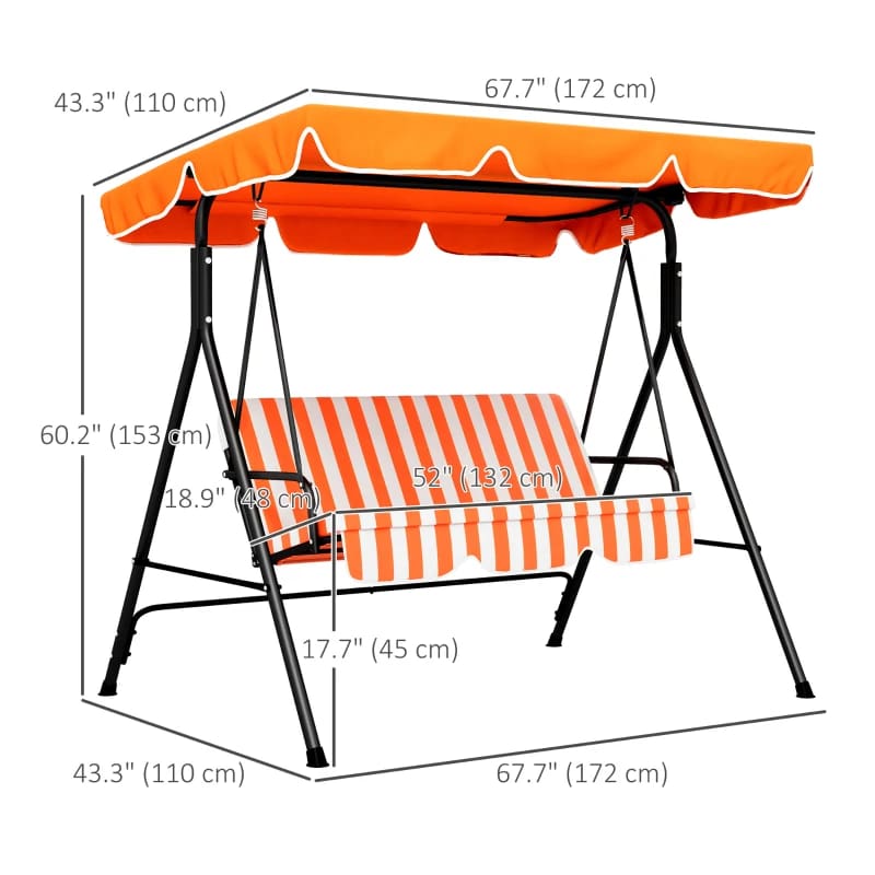 2-Seater Patio Canopy Swing,  Heavy Duty Steel Frame Multi Market World Inc.