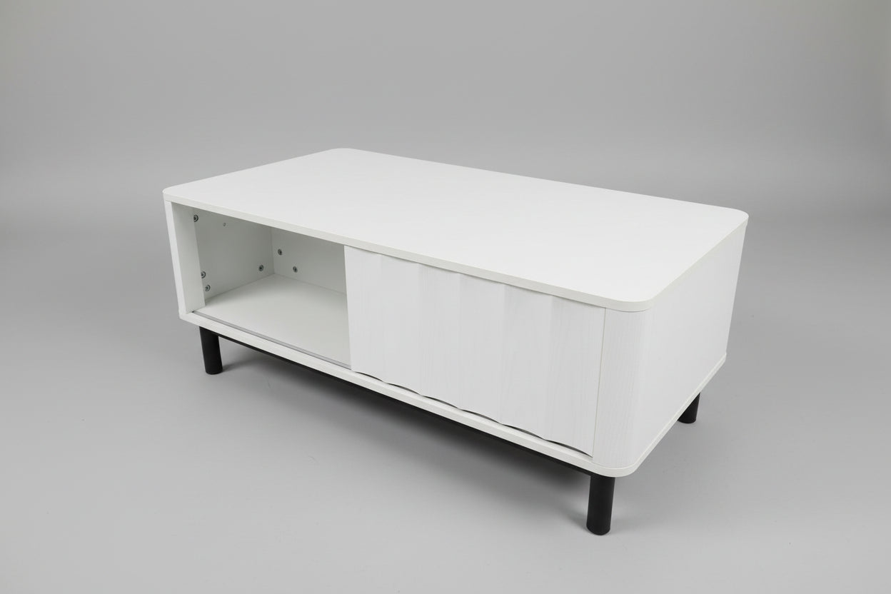 Coffee Table, Desert-Inspired Design Fluted Wood MCM Center Table Multi Market World Inc.