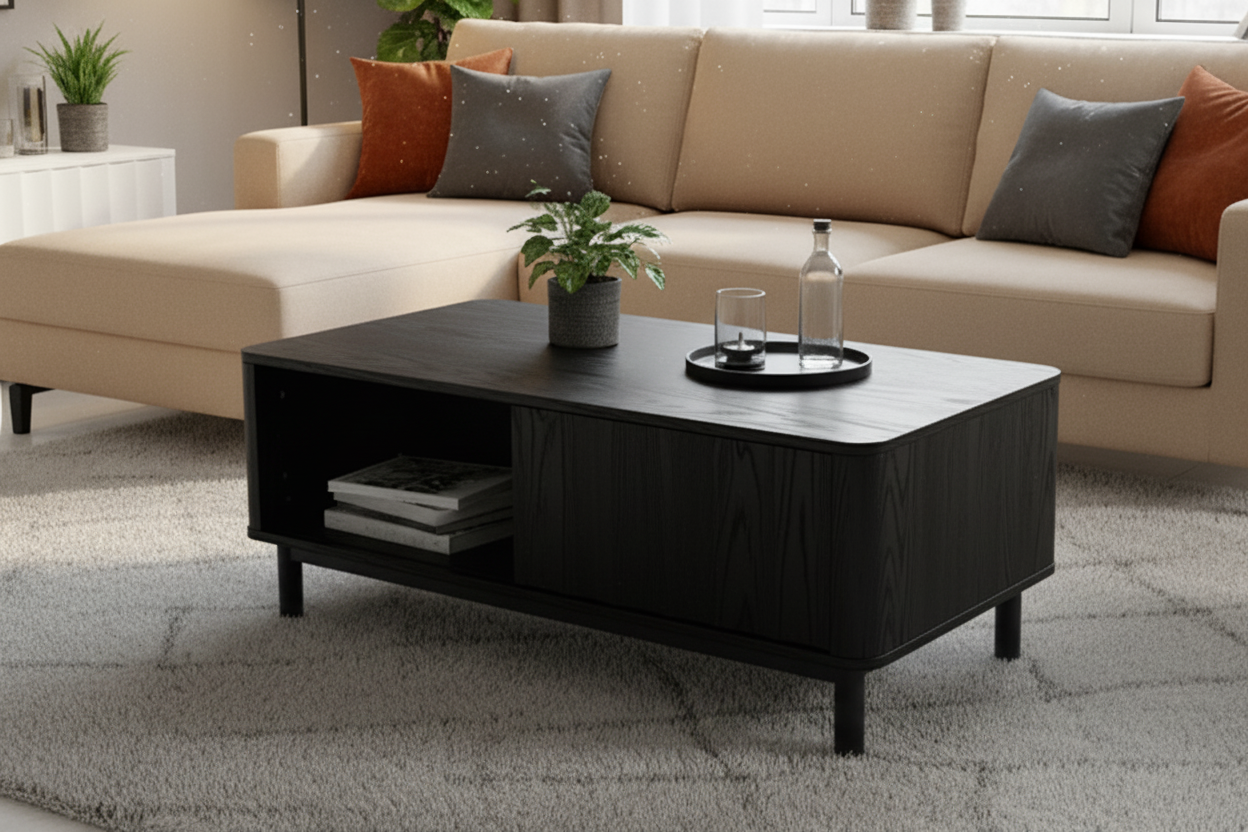 White Coffee Table with Storage, 41" Minimalist Living Room Centerpiece Multi Market World Inc.