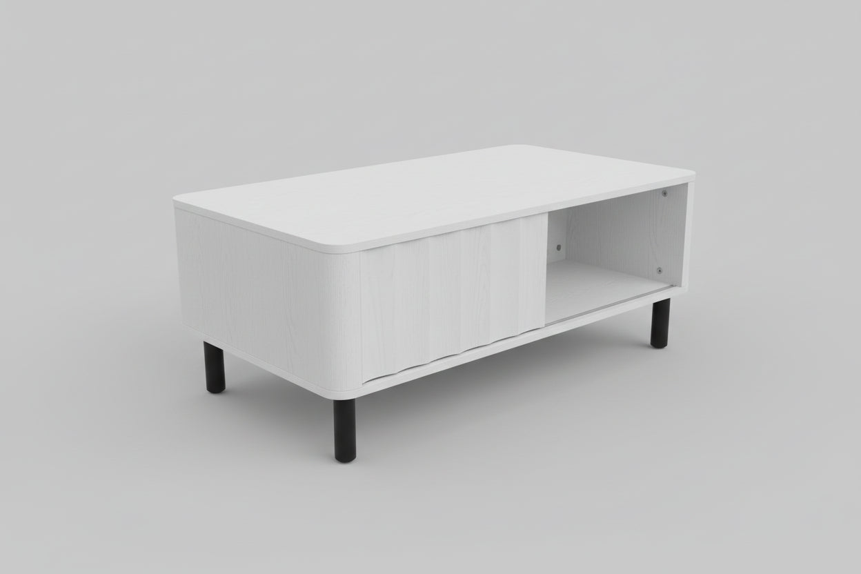 Coffee Table, Desert-Inspired Design Fluted Wood MCM Center Table Multi Market World Inc.