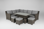 9-Seater Grey Rattan Garden Patio Dining Set, with Glass Top Table Multi Market World Inc.