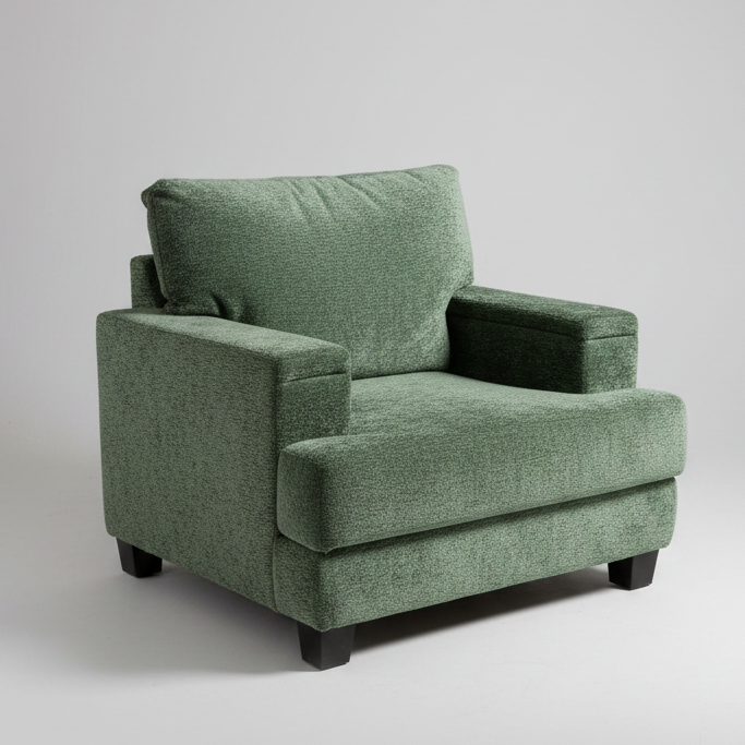 Bouclé Accent Chair with Hidden Armrest Storage, Chenille Armchair, 37" Deep Comfy Accent Chair with Extra Wide Seat Multi Market World Inc.