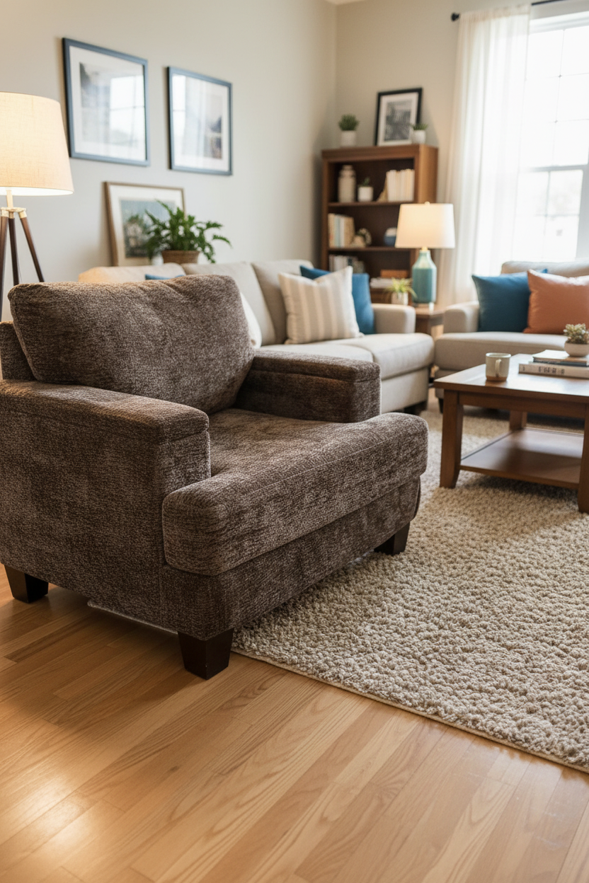 Bouclé Accent Chair with Hidden Armrest Storage, Chenille Armchair, 37" Deep Comfy Accent Chair with Extra Wide Seat Multi Market World Inc.