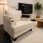 Bouclé Accent Chair with Hidden Armrest Storage, Chenille Armchair, 37" Deep Comfy Accent Chair with Extra Wide Seat Multi Market World Inc.
