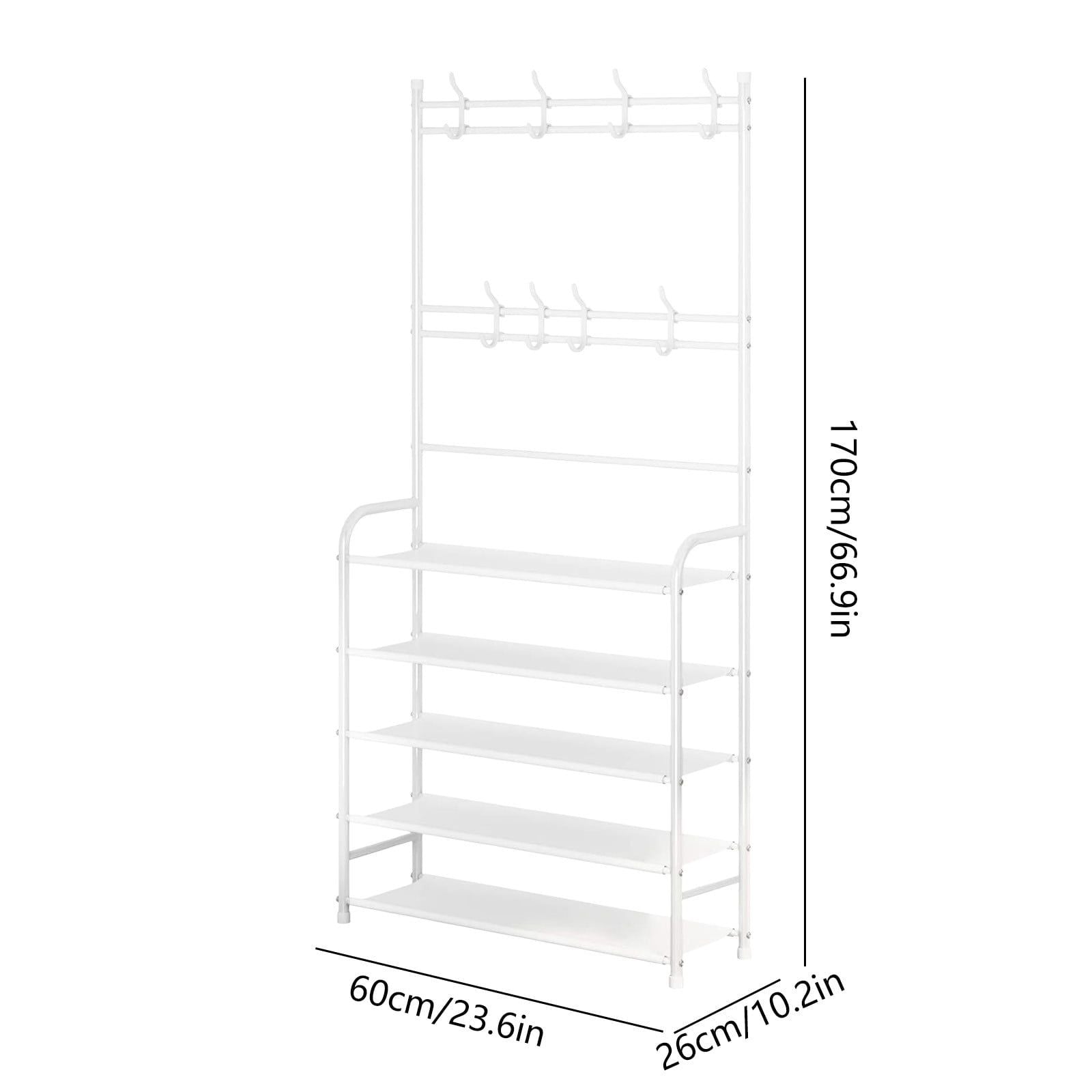 5-Tier Entryway Shoe Rack with Coat Hooks, Compact Free-standing Organizer Multi Market World Inc.