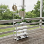 5-Tier Entryway Shoe Rack with Coat Hooks, Compact Free-standing Organizer Multi Market World Inc.