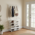 5-Tier Entryway Shoe Rack with Coat Hooks, Compact Free-standing Organizer Multi Market World Inc.