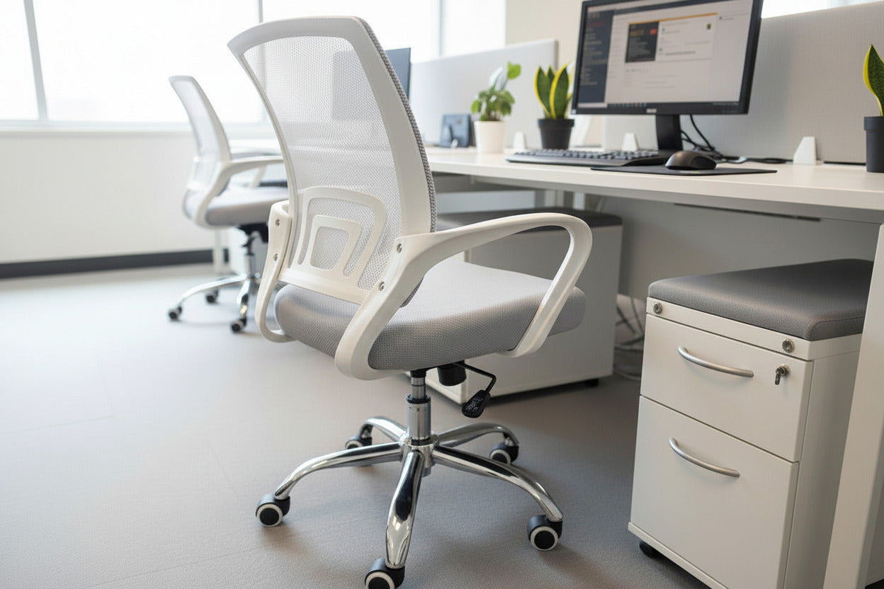 Oversized Mesh Office Chair, 22" Wide Armrests, Heavy-duty Metal Chome Base, light grey Multi Market World Inc.