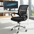 Oversized arm-to-arm width mesh office chair in light gray with chrome base