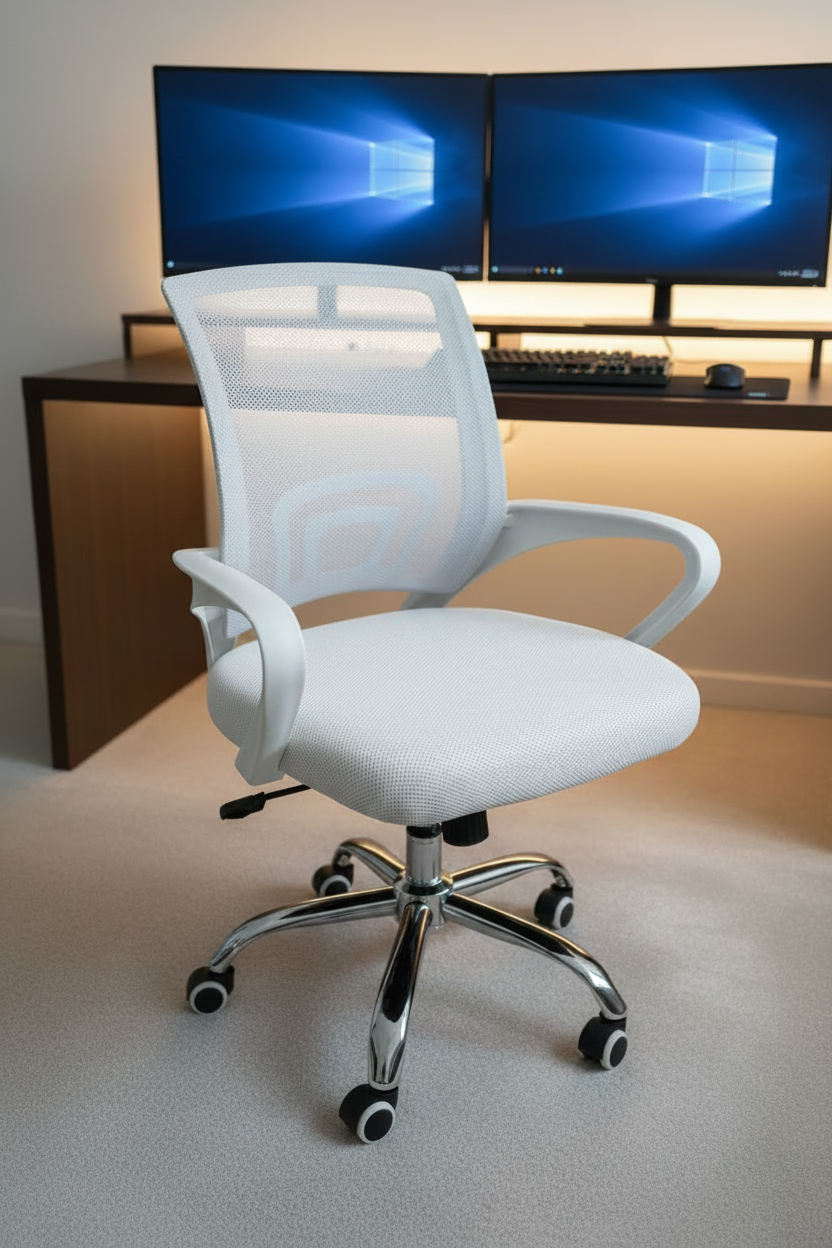 Oversized Mesh Office Chair, 22" Wide Armrests, Heavy-duty Metal Chome Base, light grey Multi Market World Inc.