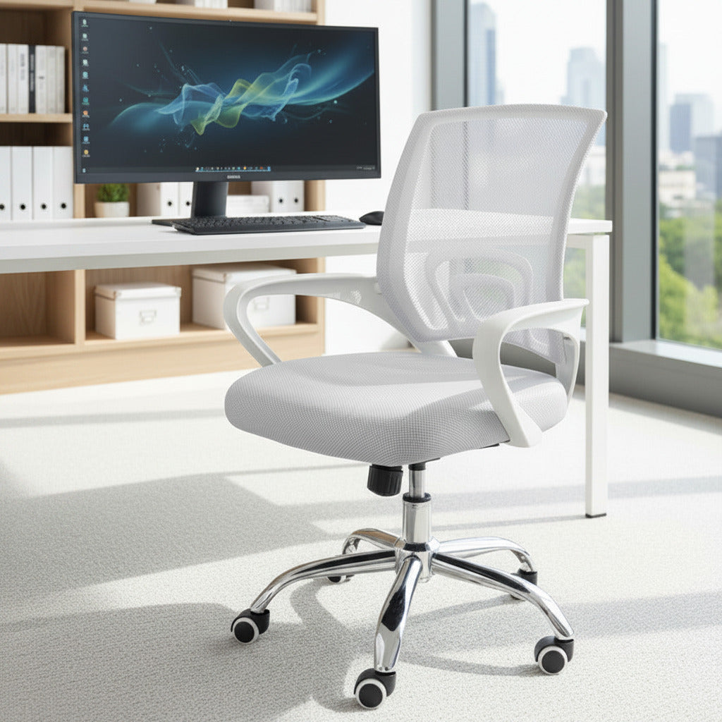 Oversized Mesh Office Chair, 22" Wide Armrests, Heavy-duty Metal Chome Base, light grey Multi Market World Inc.