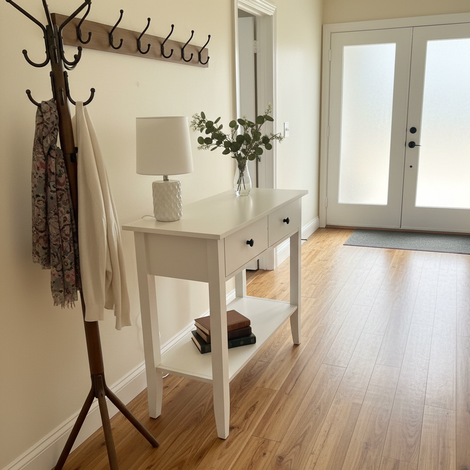 White Console Table with 2 Drawers and Storage Shelf, 80cm x 34cm x 71cm Multi Market World Inc.