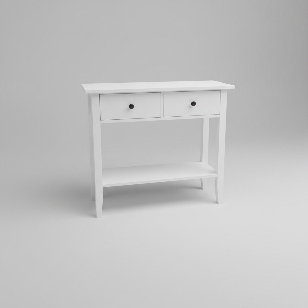 White Console Table with 2 Drawers and Storage Shelf, 80cm x 34cm x 71cm Multi Market World Inc.