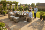 Outdoor Rattan Patio Dining Set, 9-Seater Garden Corner Sofa & Table Multi Market World Inc.