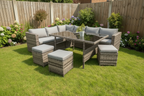 Outdoor Rattan Patio Dining Set, 9-Seater Garden Corner Sofa & Table Multi Market World Inc.