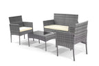 4-Piece Outdoor Rattan Conversation Set with Tempered Glass Coffee Table – Cream Cushions Multi Market World Inc.