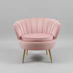 Aura Blush Pink Velvet Scalloped Accent Chair with Gold Legs Multi Market World Inc.
