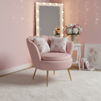 Aura Blush Pink Velvet Scalloped Accent Chair with Gold Legs Multi Market World Inc.