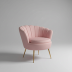 Aura Blush Pink Velvet Scalloped Accent Chair with Gold Legs Multi Market World Inc.