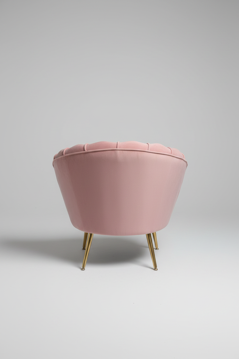 Aura Blush Pink Velvet Scalloped Accent Chair with Gold Legs Multi Market World Inc.