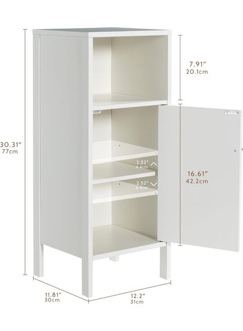 White Freestanding Bathroom Storage Cabinet with Open Shelf & Single Door Multi Market World Inc.