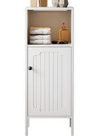 White Freestanding Bathroom Storage Cabinet with Open Shelf & Single Door Multi Market World Inc.