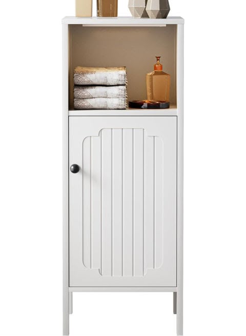 White Freestanding Bathroom Storage Cabinet with Open Shelf & Single Door Multi Market World Inc.