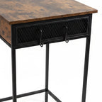 35" Industrial Computer Desk with 2 Drawers & Side Hooks, Rustic Brown Multi Market World Inc.
