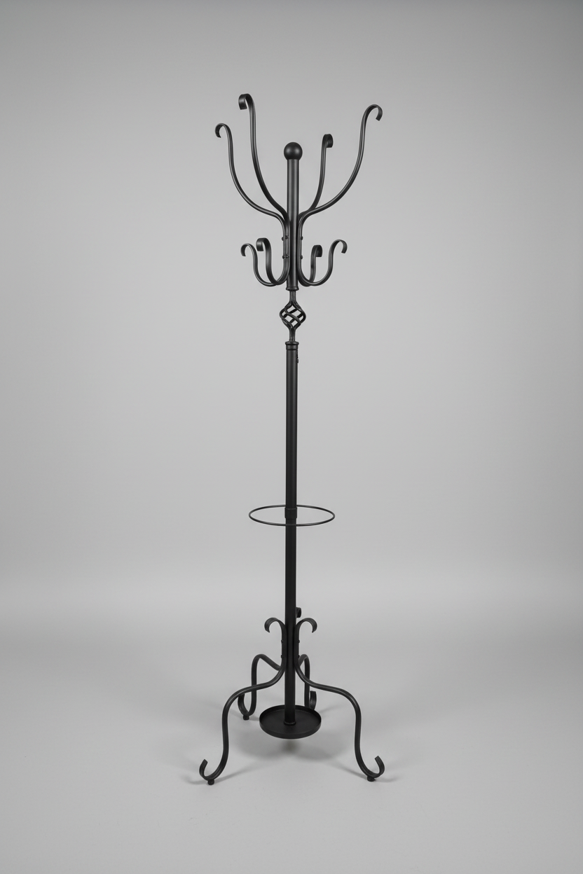 74" Metal Coat Rack with Umbrella Stand | Vintage Freestanding Hall Tree Multi Market World Inc.