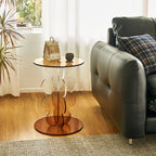 Acrylic Round Side Table 40cm, Clear Amber Accent End Table, 53cm Height for Living Room & Bedroom Multi Market World Inc.