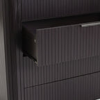 Black Fluted 5-Drawer Chest - Curved Tall Dresser Cabinet with Legs Multi Market World Inc.