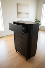 Black Fluted 5-Drawer Chest - Curved Tall Dresser Cabinet with Legs Multi Market World Inc.