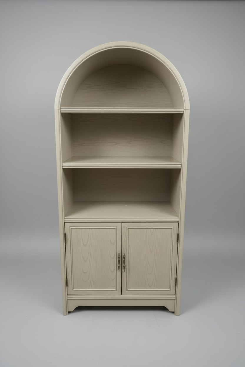 Modern Arched Black Bookshelf with Lower Cabinet Storage Multi Market World Inc.