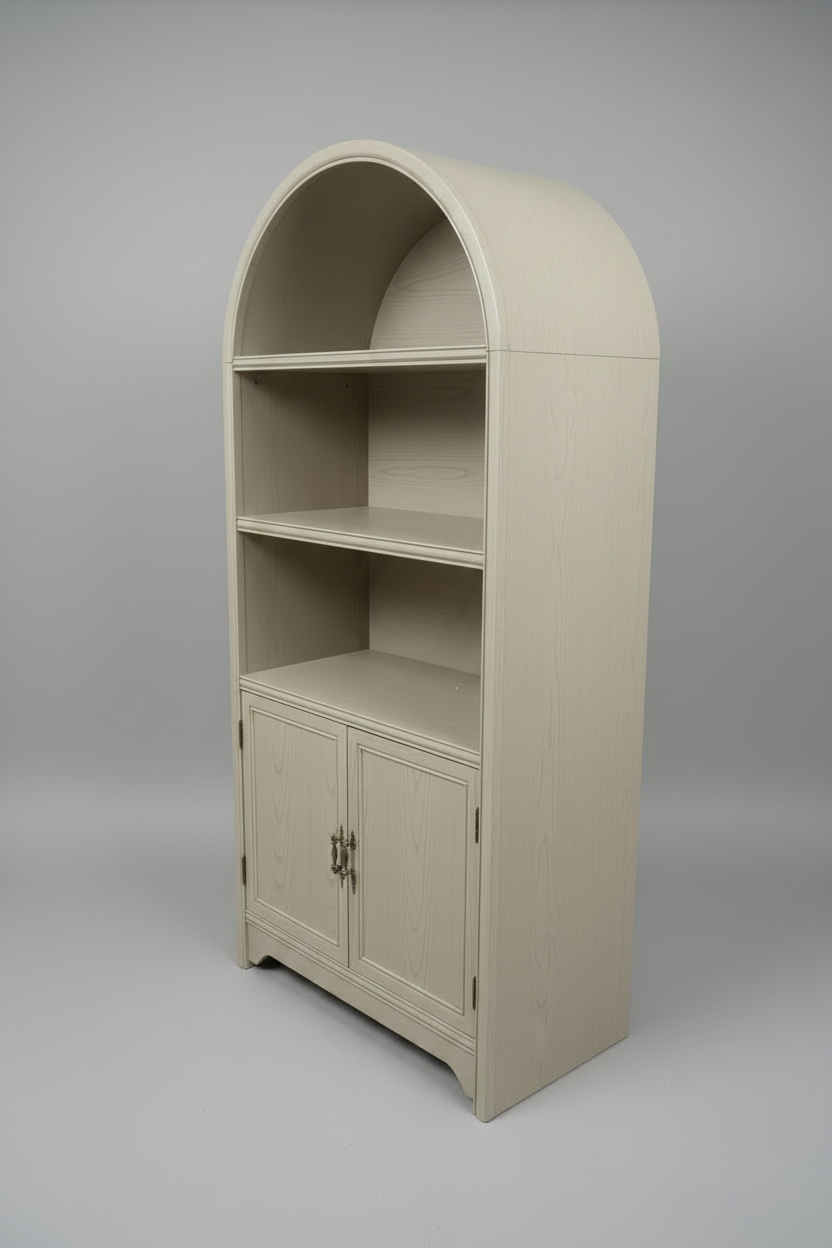 Modern Arched Black Bookshelf with Lower Cabinet Storage Multi Market World Inc.