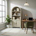 Modern Arched Black Bookshelf with Lower Cabinet Storage Multi Market World Inc.