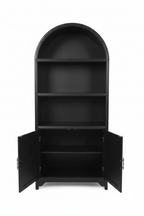 Modern Arched Black Bookshelf with Lower Cabinet Storage Multi Market World Inc.