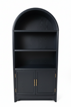 Modern Arched Black Bookshelf with Lower Cabinet Storage Multi Market World Inc.